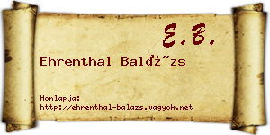 Ehrenthal Balázs névjegykártya